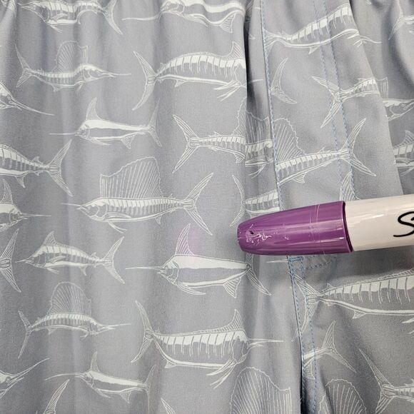 Huk Swim Trunks Mens XXL Marlins AOP Swimming Shorts Lined Fishing Summer - Picture 2 of 12